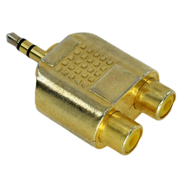 Audio adapter - 2 RCA zenski vo 3.5mm maski - Gold