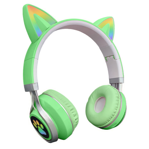 Wireless Slusalki - Fashion Cat Ears - Green