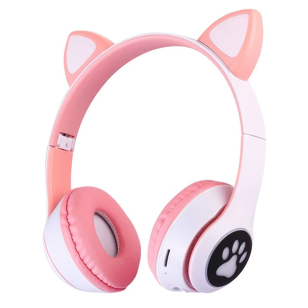 Wireless Slusalki - Cat Ears - White and Pink
