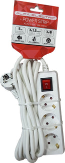 Prodolzen Kabel so tri priklucoci so prekinuvac - Alfa 5m 3*1.5