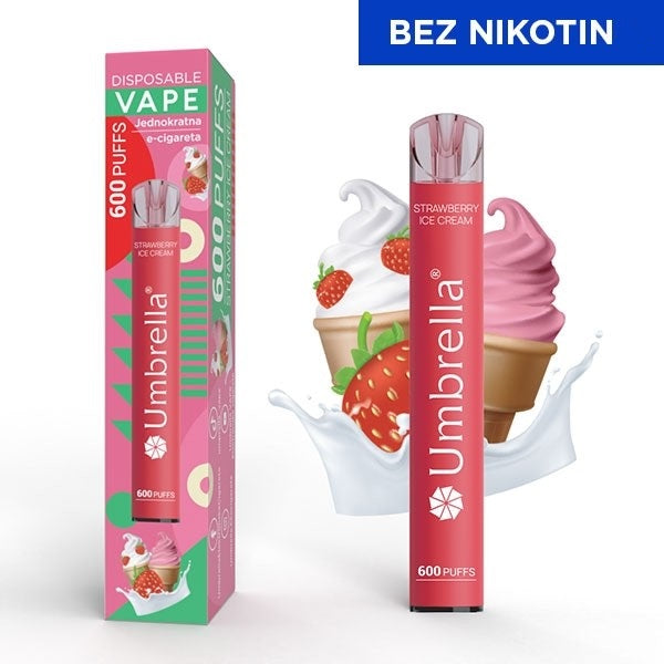 Ednokratno Elektronsko Nargile / Cigara / Vape ( 600 povlekuvanja ) - Umbrella - Strawberry Ice Cream