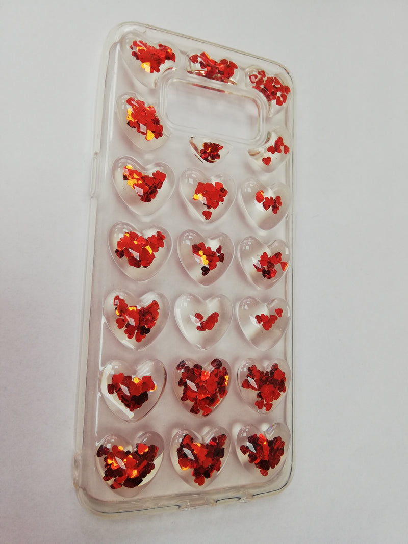 Maska za telefon Samsung S8 - Glitter 3d hearts Red