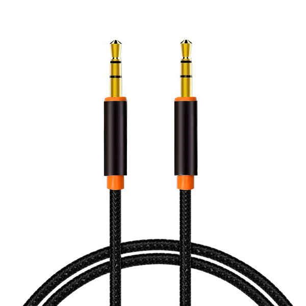 Audio Kabel - AUX 3.5mm Metal Braided - 1m - Black