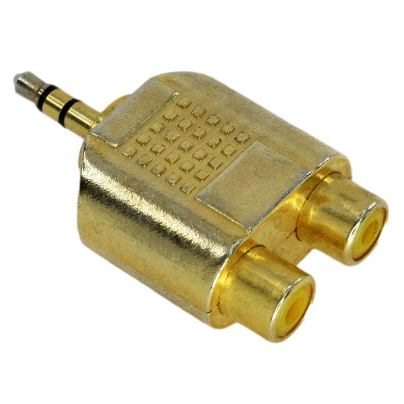 Audio adapter - 2 RCA zenski vo 3.5mm maski - Gold