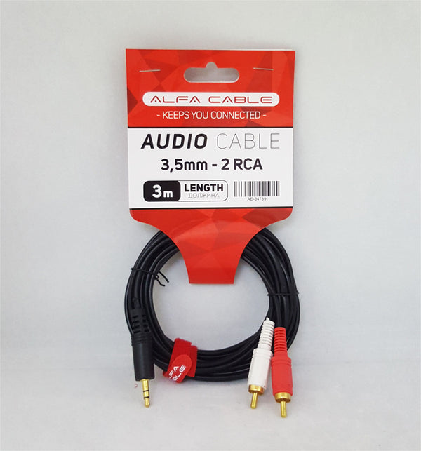 Audio kabel - Aux 3.5mm vo RCA - Alfa - 3m