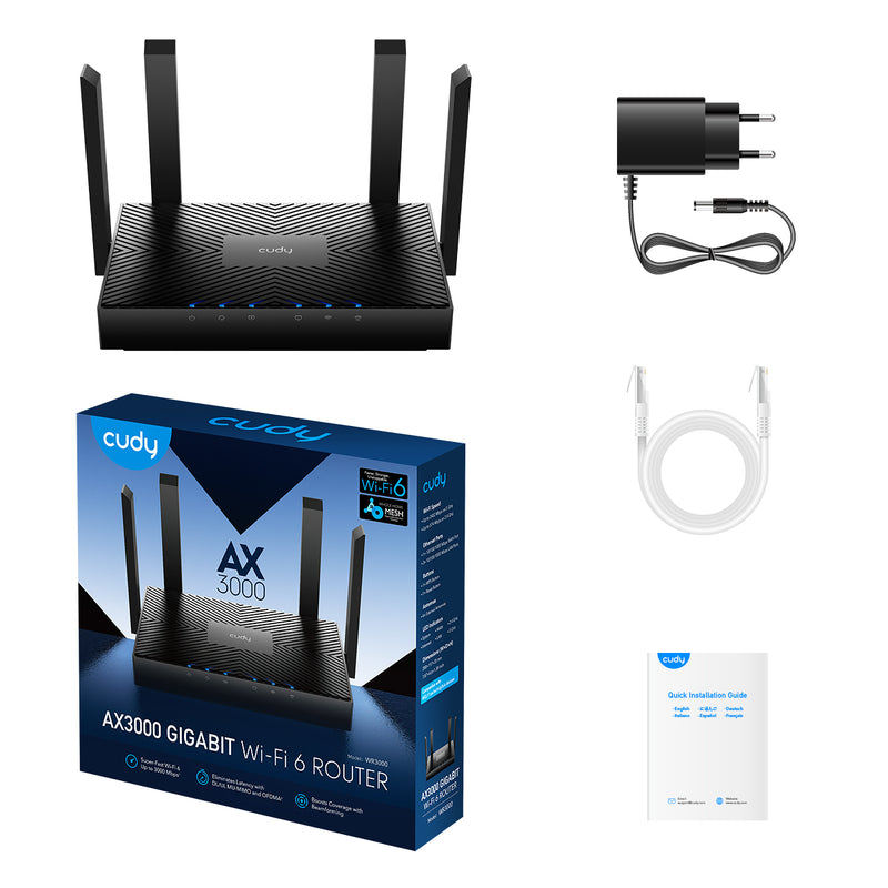 Ruter - Cudy AX3000 - Gigabit Dual Band Wi-Fi 6 Router - Mesh Supported