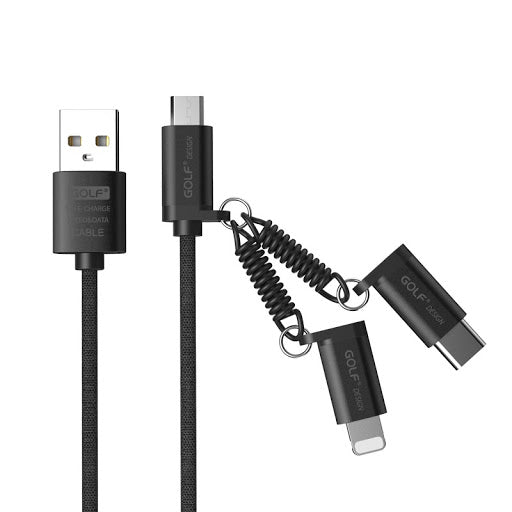 Kabel za telefon so 3 opcii - Konverteri Type-C, micro, lightning Golf GC-51