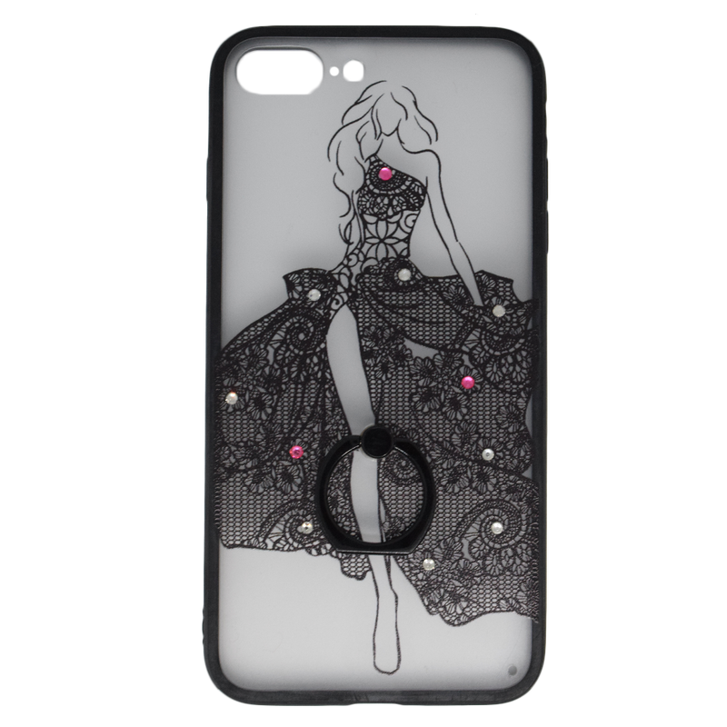 Maska za Telefon iPhone 7 Plus / 8 Plus - Girl in dress - Clear/Black