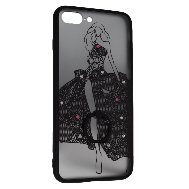 Maska za Telefon iPhone 7 Plus / 8 Plus - Girl in dress - Clear/Black