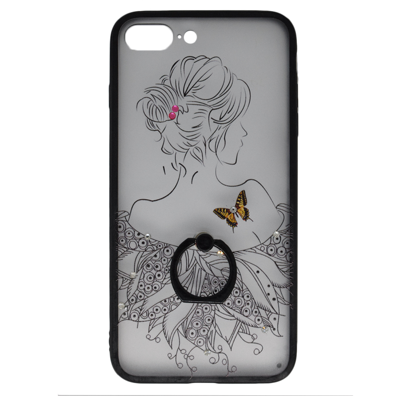 Maska za Telefon iPhone 7 Plus / 8 Plus - Butterfly - Clear/Black