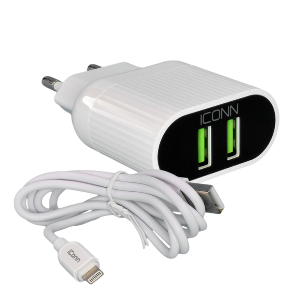 Adapter / Polnac so kabel - Lightning - iConn - White