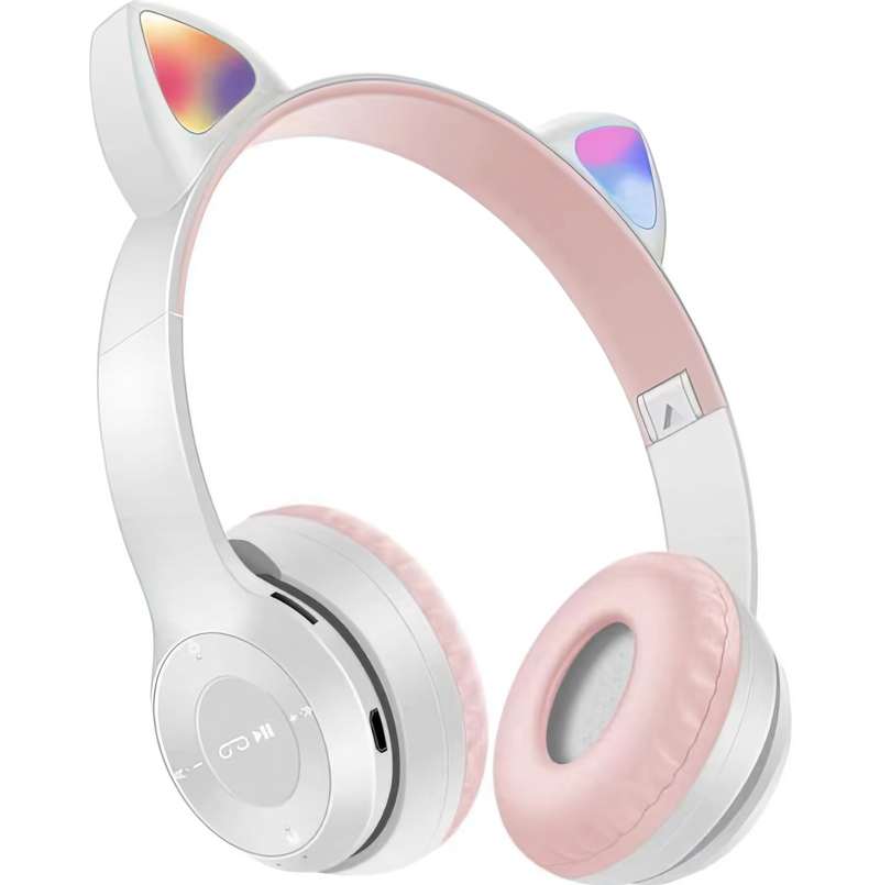 Wireless Slusalki - Cat Ears - P47M - White and Pink