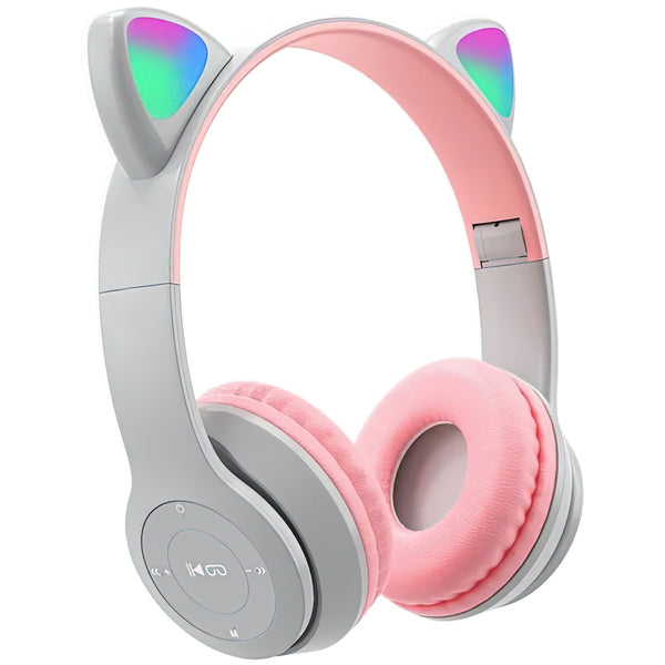 Wireless Slusalki - Cat Ears - P47M - Grey and Pink