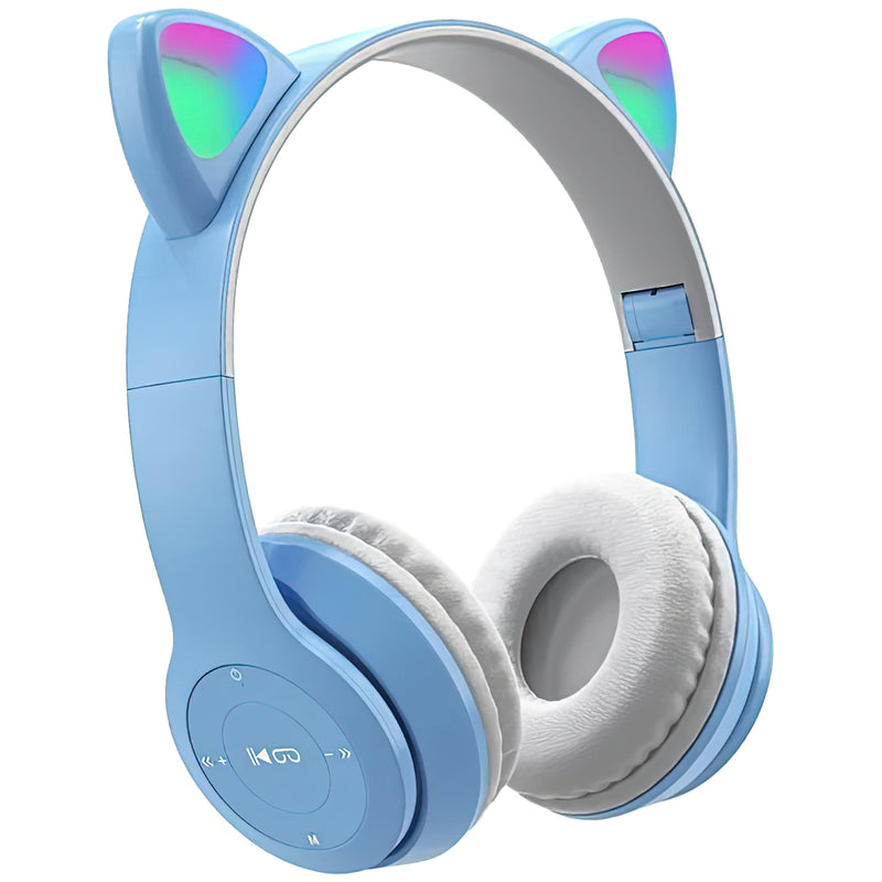 Wireless Slusalki - Cat Ears - P47M - Light Blue and Grey