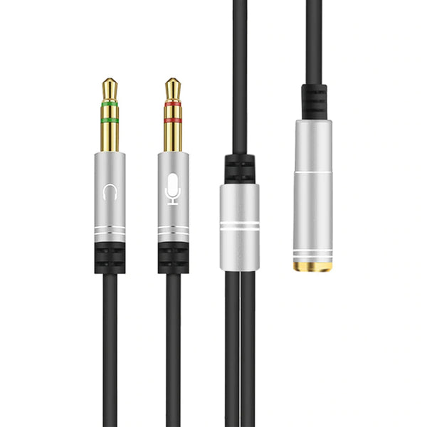 Audio adapter 3.5mm razdelnik za mikrofon i slusalki so kabel ( zenski priklucok ) - Aluminium