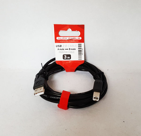 USB kabel 2.0 - Tip A vo tip B - Masko vo masko - Alfa 3m (Printer Cable)