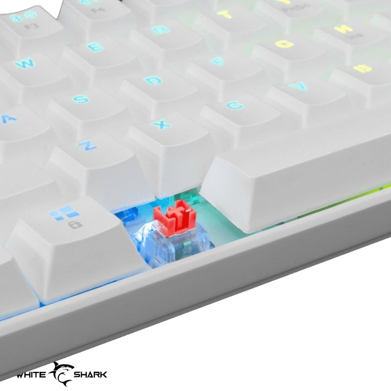 Mehanicka Pro Gejmerska Tastatura 60%  - White Shark Shinobi - White - Red Switches